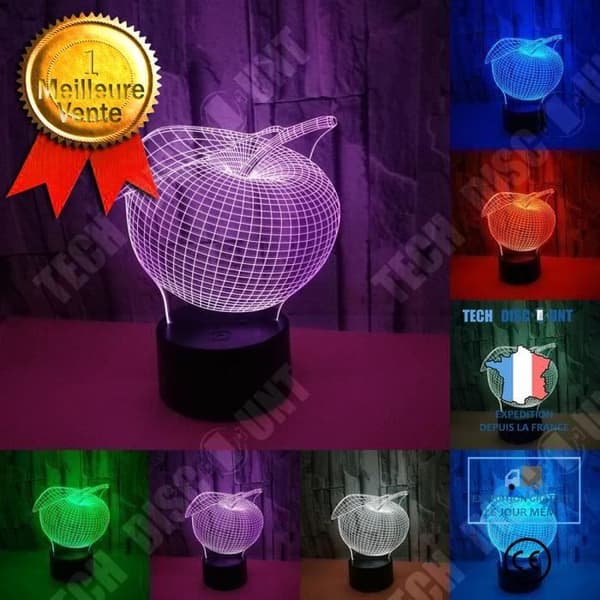 TD® Lampa 7 färger 3D Apple USB LED/ Nattljus Färgglad inredning Atmosfär skrivbordslampa för barn