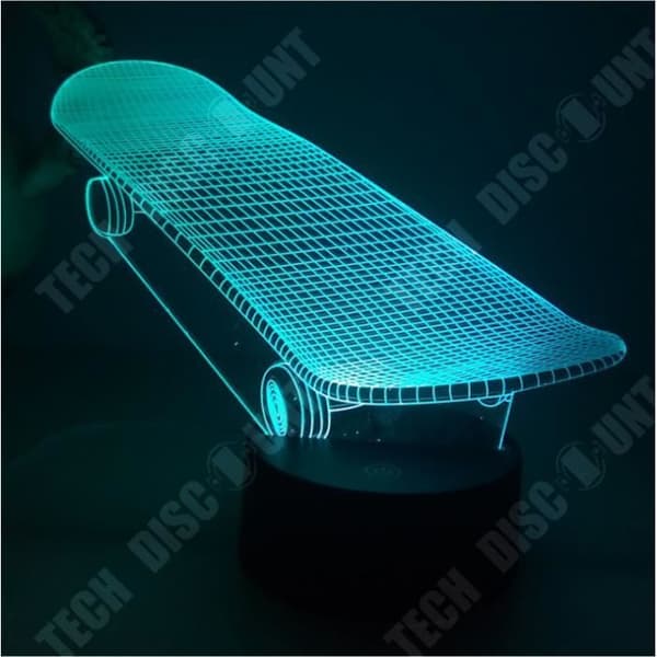 TD® 3D Nattlampa Skateboard 7 Färg Led Nattlampa För Barn Key Led Usb Bord Lampara Lampe Baby Night Light V