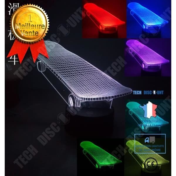 TD® 3D Nattlampa Skateboard 7 Färg Led Nattlampa För Barn Key Led Usb Bord Lampara Lampe Baby Night Light V