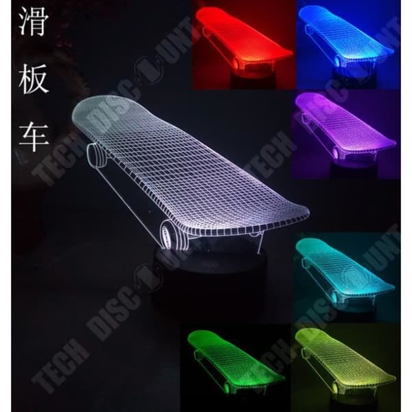 TD® 3D Nattlampa Skateboard 7 Färg Led Nattlampa För Barn Key Led Usb Bord Lampara Lampe Baby Night Light V