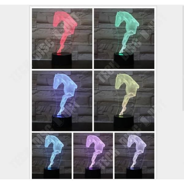 TD® Dekorativ USB-häst 7 färger Fjärrkontroll Optisk illusion 3D Night Light Visualization Bordsbordslampor 3D Glow LED