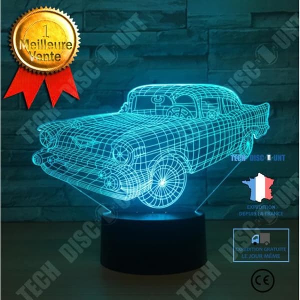 TD® 3D Nattlampa Led Heminredning Kreativ Atmosfär Nattlampa Sportbilsmodellering Skrivbordslampa 7 färger Changemen