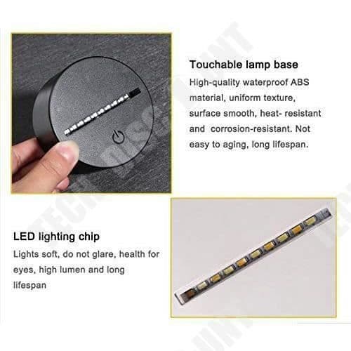 TD® 3D-lampa Flugillusion Nattljus/7 färgskiftande beröring Akryl platt bas ABS USB-kabel/nattljusdekoration