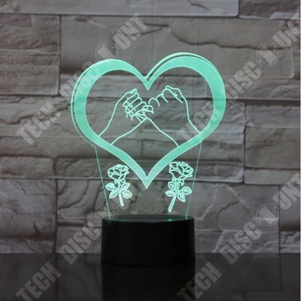TD® Dekorativt USB-hjärta 7 färger Fjärrkontroll Optisk illusion Nattljus 3D-visualisering Bordsbordslampor 3D-glöd LE ND91272