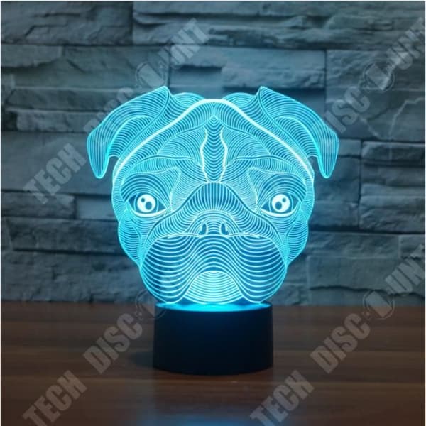 TD® 3D Optisk LED Nattljus 3D LED Nattlampa Hund med 7 färger ljus för heminredningslampa Fantastisk Visuali