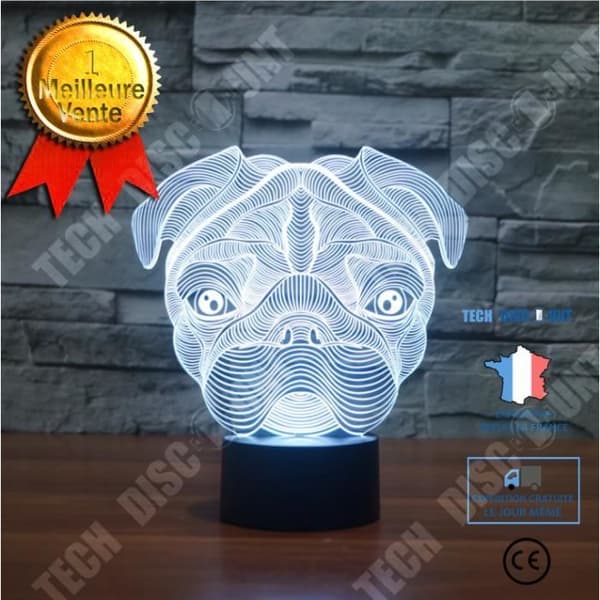 TD® 3D Optisk LED Nattljus 3D LED Nattlampa Hund med 7 färger ljus för heminredningslampa Fantastisk Visuali