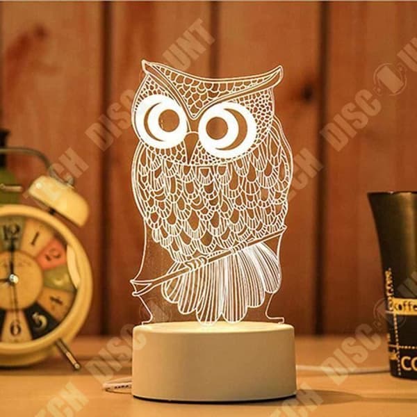 TD® 3D Owl Skrivbordslampa Akryl Nattlampa Heminredning Interiör USB-laddning Nattlampa Lampa Modern armatur