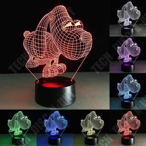 TD® Optisk bordslampa dekorativ taktil 7 färger optisk illusion - liten hundmodell - låg förbrukning USB-kabel 3 AA-batterier
