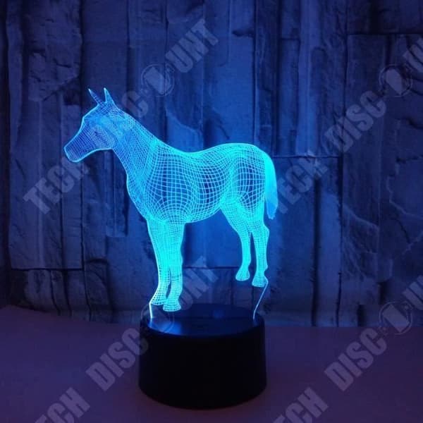 TD® Optisk bordslampa dekorativ taktil 7 färger optisk illusion - hästmodell - låg förbrukning USB-kabel eller 3 batterier