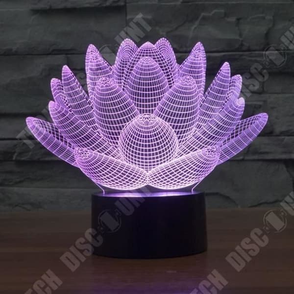 TD® Optisk bordslampa dekorativ touch 7 färger optisk illusion - lotusblomma modell - låg förbrukning USB-kabel 3 AA-batterier
