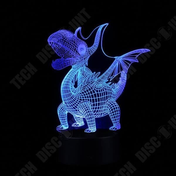 TD® Optisk bordslampa dekorativ taktil 7 färger optisk illusion - drakemodell - USB-kabel med låg förbrukning eller 3 AAA-batterier
