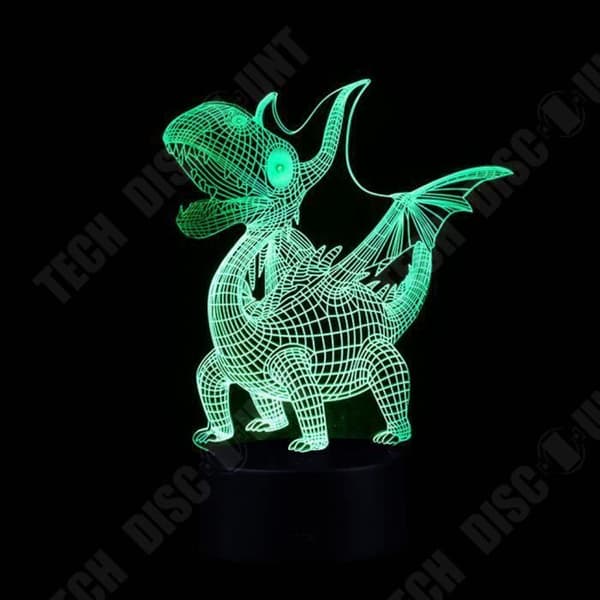 TD® Optisk bordslampa dekorativ taktil 7 färger optisk illusion - drakemodell - USB-kabel med låg förbrukning eller 3 AAA-batterier