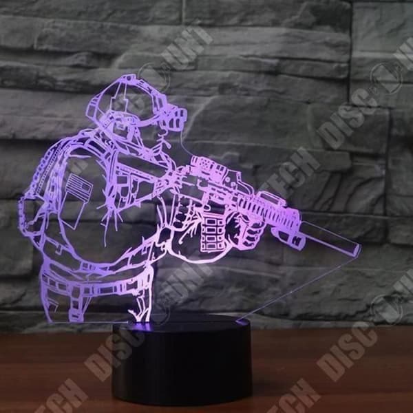 TD® Optisk bordslampa dekorativ taktil 7 färger optisk illusion - soldatmodell - låg förbrukning USB-kabel eller 3 AAA-batterier