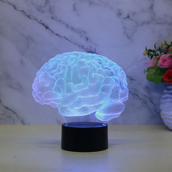 TD® Brain Shape 3D Illusion Lamp 7 Färgskiftande Touch LED Nattljus Skrivbord Atmosfär Lampa Nyhet Belysning