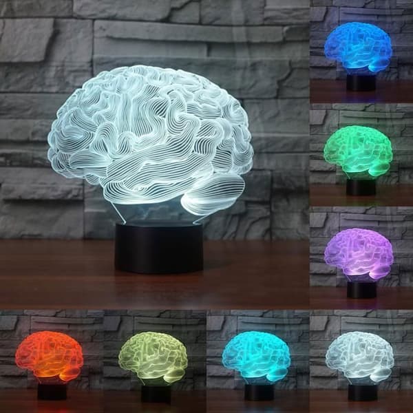 TD® Brain Shape 3D Illusion Lamp 7 Färgskiftande Touch LED Nattljus Skrivbord Atmosfär Lampa Nyhet Belysning