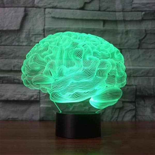TD® Brain Shape 3D Illusion Lamp 7 Färgskiftande Touch LED Nattljus Skrivbord Atmosfär Lampa Nyhet Belysning