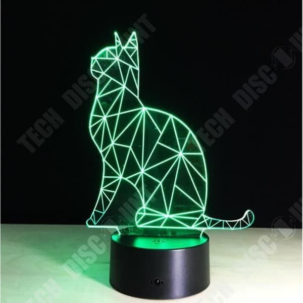 TD® Optisk bordslampa dekorativ touch 7 färger optisk illusion - kattmodell - USB-kabel med låg förbrukning eller 3 AAA-batterier