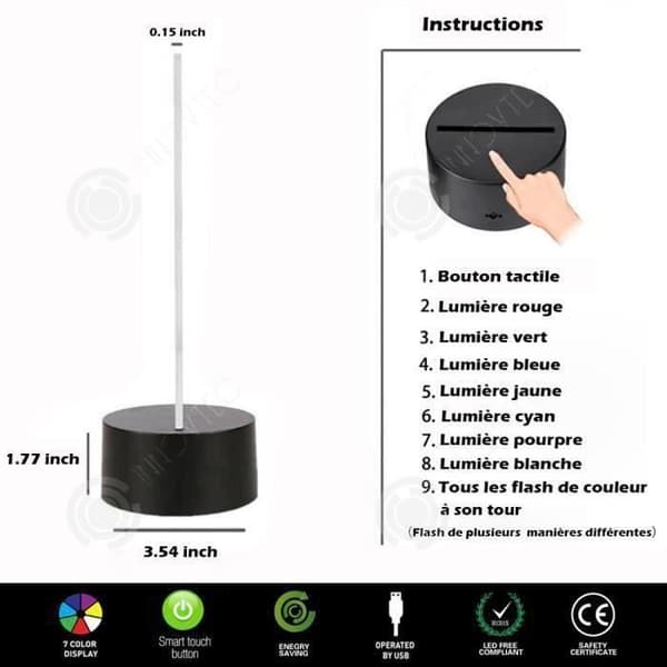 INN® Dator 3D Ljusbord Kontroll med beröring Sju färger Kreativ form Fjärrkontroll Illusionsljus