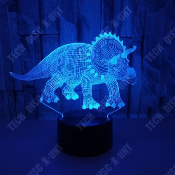 TD® 3D Desktop Night Light Touch Control Sju justerbara färger Dinosaur Look Illusion Light