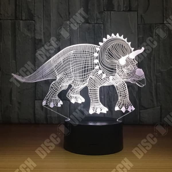 TD® 3D Desktop Night Light Touch Control Sju justerbara färger Dinosaur Look Illusion Light