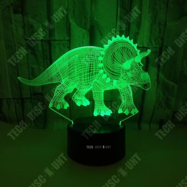 TD® 3D Desktop Night Light Touch Control Sju justerbara färger Dinosaur Look Illusion Light