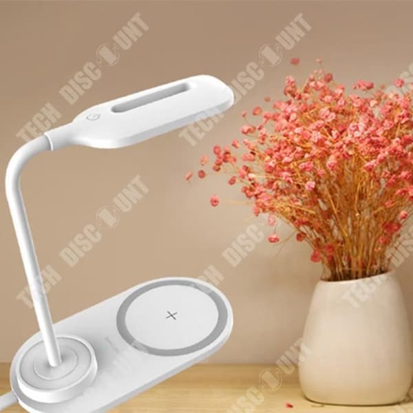 TD® Bordslampa 10W Touch trådlös laddare för mobiltelefoner Dimning för ögonskydd