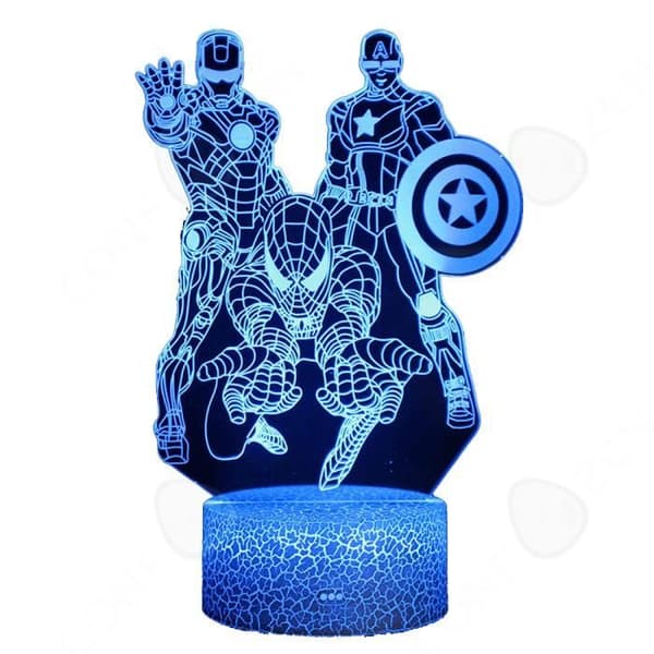 CONFO® Avengers, Spider-Man, Iron Man, Captain America, Touch Sixteen Colors, Crack Gift, Nattljus vid sängkanten