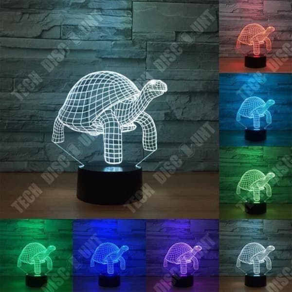 TD® Optisk bordslampa dekorativ touch 7 färger optisk illusion - sköldpadda modell - låg förbrukning USB-kabel eller 3 AAA-batterier