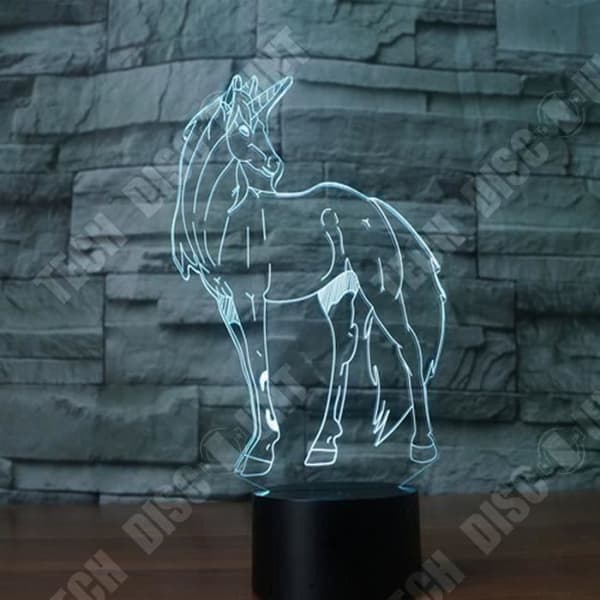 TD® Optisk bordslampa dekorativ touch 7 färger optisk illusion - enhörningsmodell - låg förbrukning USB-kabel eller 3 AA-batterier