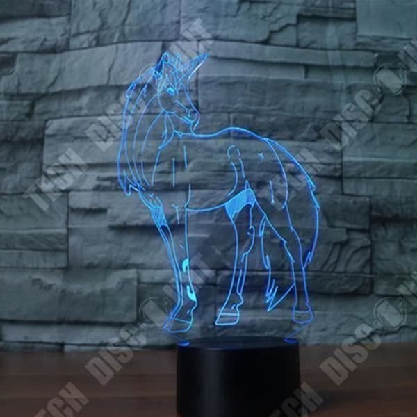 TD® Optisk bordslampa dekorativ touch 7 färger optisk illusion - enhörningsmodell - låg förbrukning USB-kabel eller 3 AA-batterier