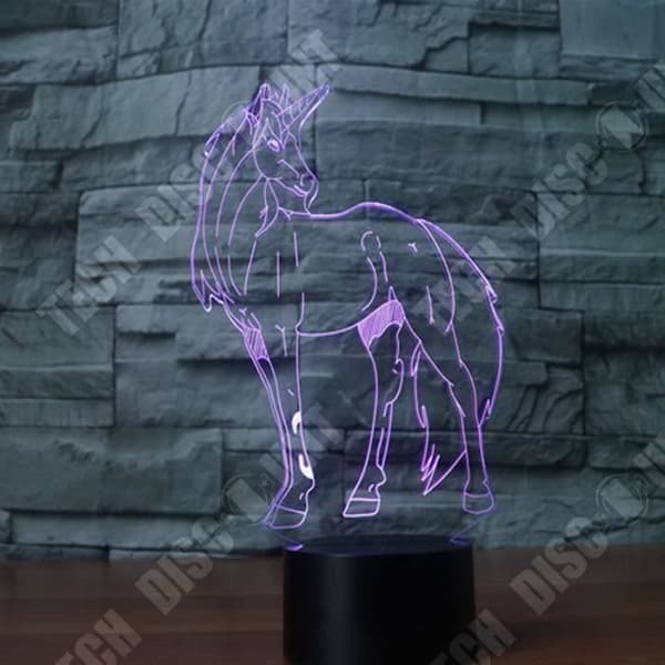 TD® Optisk bordslampa dekorativ touch 7 färger optisk illusion - enhörningsmodell - låg förbrukning USB-kabel eller 3 AA-batterier