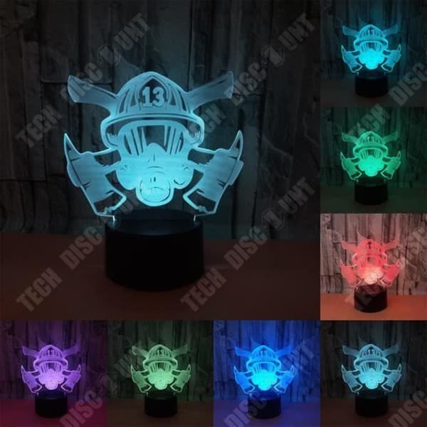 TD® Optisk bordslampa dekorativ touch 7 färger optisk illusion - brandmansmodell - låg förbrukning USB-kabel eller 3 AA-batterier