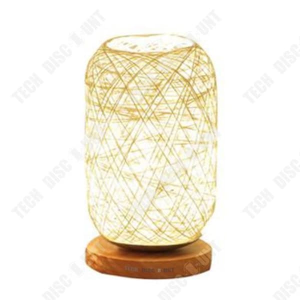 TD® sovrum säng dekoration kreativ uppladdningsbar LED nattlampa snöre träboll rotting hampa boll liten bordslampa