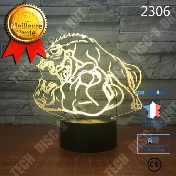 TD® New Wolf Colorful 3D Night Lights Colorful Touch Key Remote 3D Små bordslampor Present