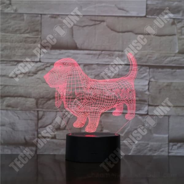 TD® Dekorativ USB-hund 7 färger Fjärrkontroll Optisk illusion Nattljus 3D-visualisering Bordsbordslampor 3D-glöd LED