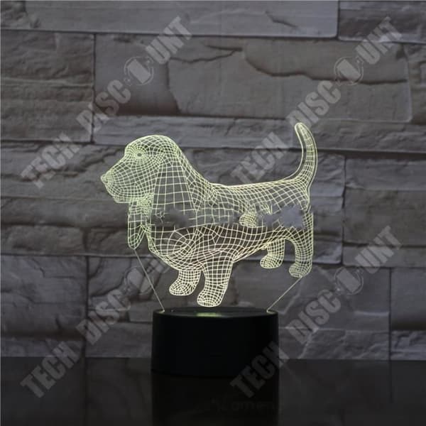 TD® Dekorativ USB-hund 7 färger Fjärrkontroll Optisk illusion Nattljus 3D-visualisering Bordsbordslampor 3D-glöd LED