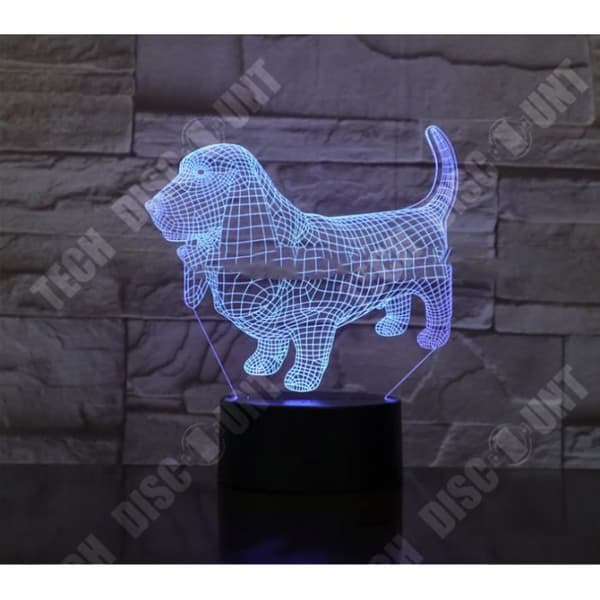TD® Dekorativ USB-hund 7 färger Fjärrkontroll Optisk illusion Nattljus 3D-visualisering Bordsbordslampor 3D-glöd LED