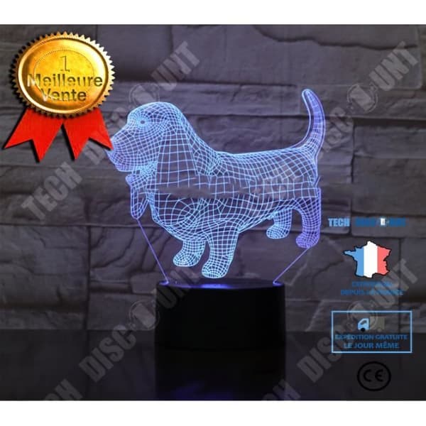 TD® Dekorativ USB-hund 7 färger Fjärrkontroll Optisk illusion Nattljus 3D-visualisering Bordsbordslampor 3D-glöd LED
