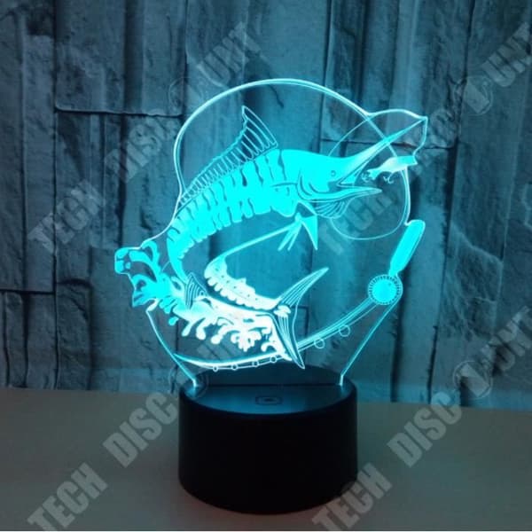 TD® Dekorativ USB Fish 7 färger Fjärrkontroll Optisk illusion 3D Night Light Visualization Bordsbordslampor 3D Glow LED