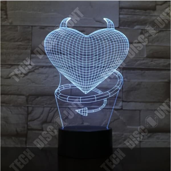 TD® Dekorativt USB-hjärta 7 färger Fjärrkontroll Optisk illusion 3D Night Light Visualization Bordsbordslampor 3D Glow LED