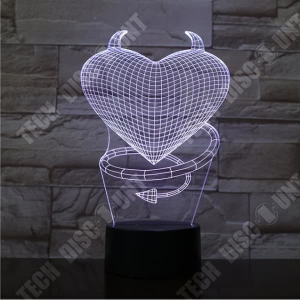 TD® Dekorativt USB-hjärta 7 färger Fjärrkontroll Optisk illusion 3D Night Light Visualization Bordsbordslampor 3D Glow LED