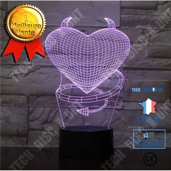 TD® Dekorativt USB-hjärta 7 färger Fjärrkontroll Optisk illusion 3D Night Light Visualization Bordsbordslampor 3D Glow LED