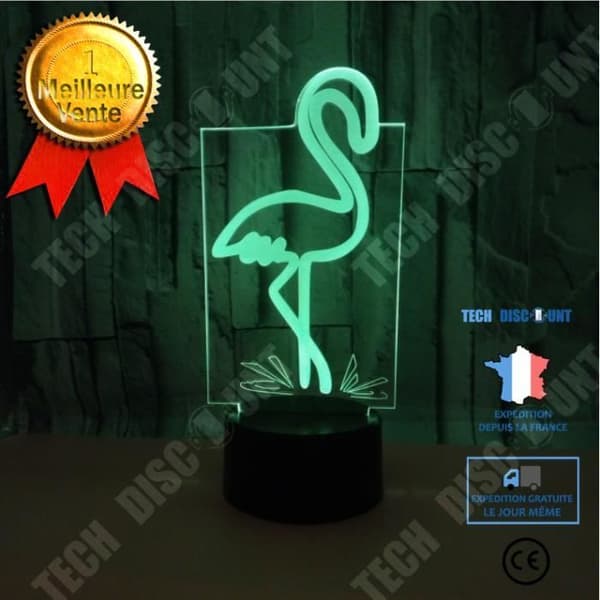 TD® Ny Flamingo 3D Nattlampa Färgglad Touch Touch Fjärrkontroll Present Usb Hem 3D Atmosphere Liten Bordslampa