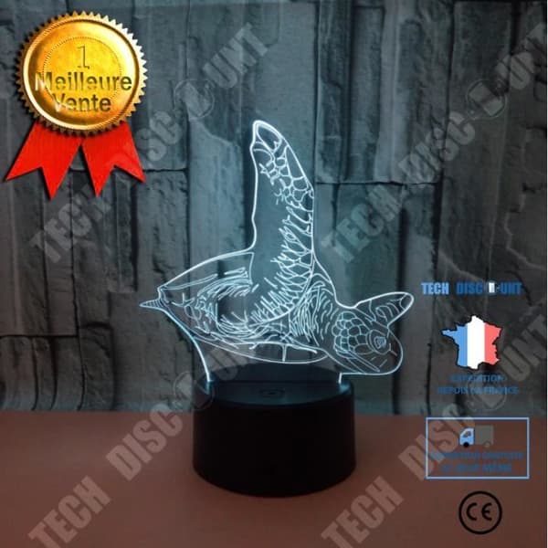 3D Nattlampa - NIAZHY - Sköldpadda - Akryl - LED - 7 Färger