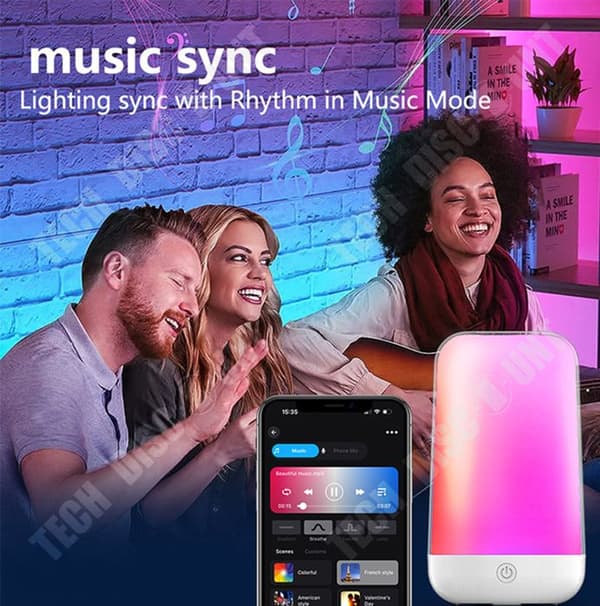 TD Nattlampa 3600mAh 110V Laddningslampa Sänglampa Sovrumsljus inomhushögtalare Bluetooth Nattlampa