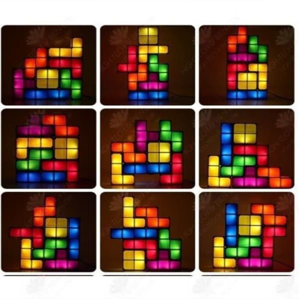 HTBE® Multicolor Tetris LED ljusemitterande ljus DIY intellektuell utveckling leksak nattljus fönster atmosfär lum