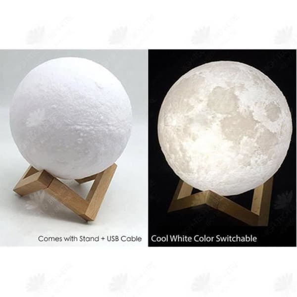 HTBE® Moon Light USB Laddning Dual Color Moon Light Touch LED16 färger 3D 20cm månljus med stativ i sovrummet