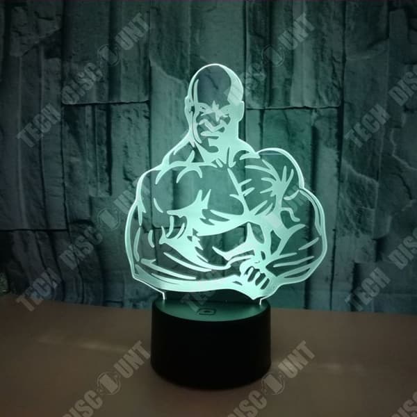 TD® Ny kreativ muskulös man 3D stereoskopisk vision touch fjärrkontroll nattlampa USB3D liten bordslampa färg nattlampa