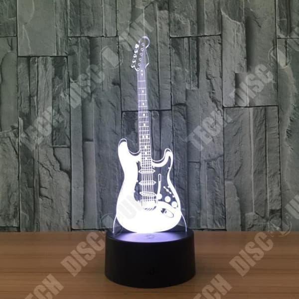 TD® Optisk bordslampa dekorativ touch 7 färger optisk illusion - gitarrmodell - lågförbrukning USB-kabel 3 AAA-batterier