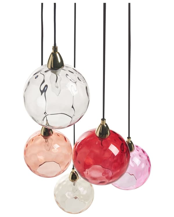 Pendel Rød Metal Jern Glas 5 lyskilder Sfæriske lampeskærme Moderne og glamourøs stil Belysning Hængende lys